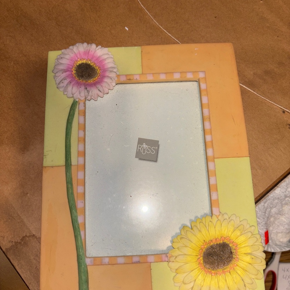 Ross-Simons Floral Picture Frame with Pink and Yellow Accents